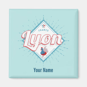 Imán Ciudad de Lyon Francia retro rooster recuerdo vint