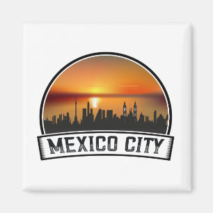 Imán Ciudad de México CDMX Vintage Sunset Cityscape