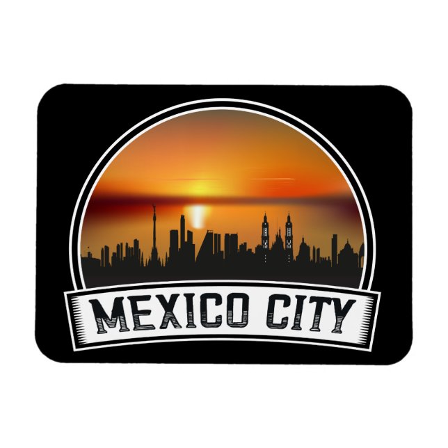 Imán Ciudad de México CDMX Vintage Sunset Cityscape (Horizontal)