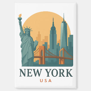 Imán Ciudad de Nueva York Minimalista Viaje Vintage