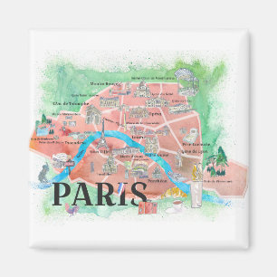 Imán Ciudad de París Francia del mapa ilustrado amor