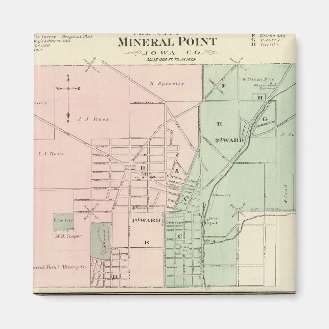 Imán Ciudad de Punto Mineral y Aldea de Dodgeville (Frente)