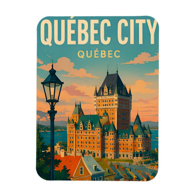 Imán Ciudad de Quebec Canadá casco antiguo castillo Via (Vertical)