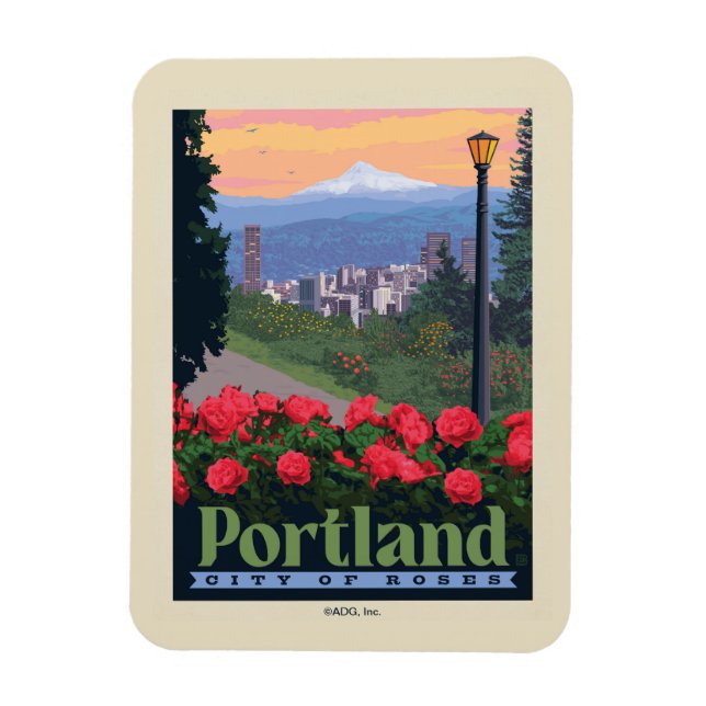 Imán Ciudad de Rosas | Portland, Oregón (Vertical)