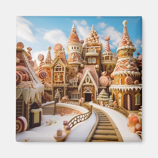 Imán Ciudad de Tierras de Nieve para Invierno Festivida (Frente)