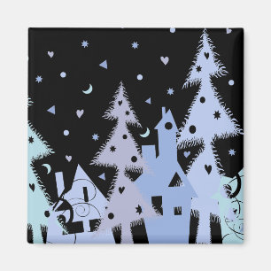 Imán Ciudad del azul de Navidad