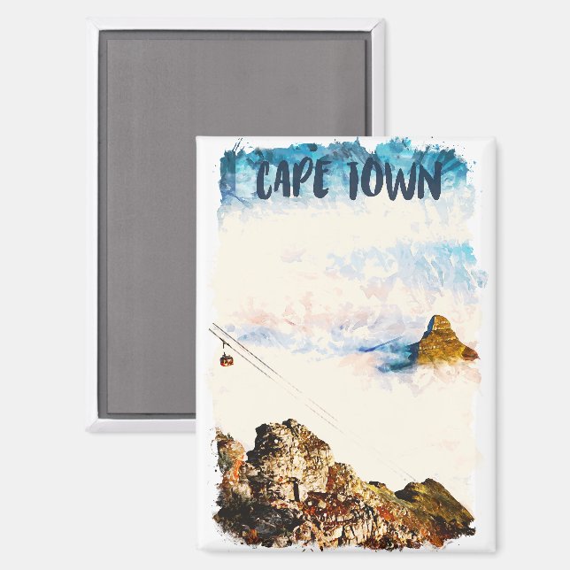 Imán Ciudad del Cabo de Sudáfrica Mesa de la Montaña (Anverso/Reverso)
