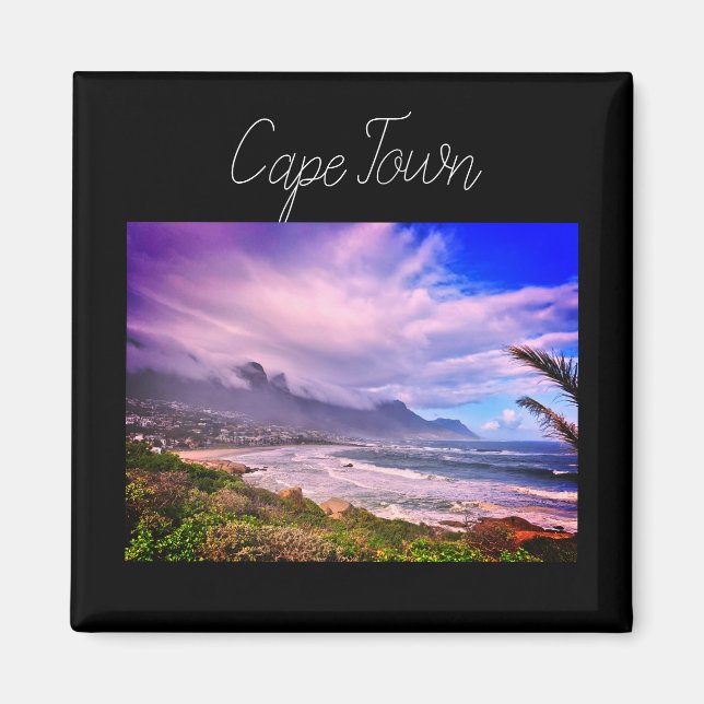 Imán Ciudad del Cabo ZA Sudáfrica Ocean Panorama Magnet (Frente)