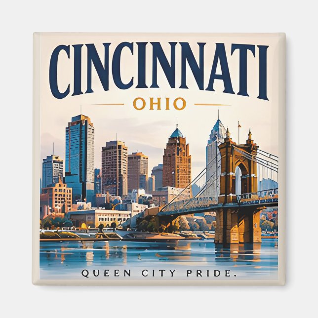 Imán Ciudad del río Cincinnati (Frente)