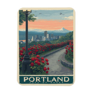 Imán Ciudad Portland de los Rosas - Jardín Rosa y Skyli