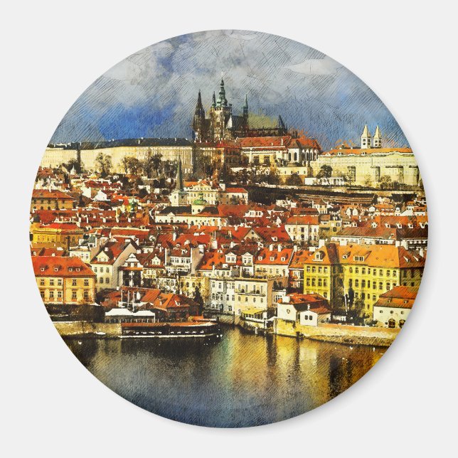 Imán Ciudad Vieja Praga (Praha) desde la Torre del Puen (Frente)