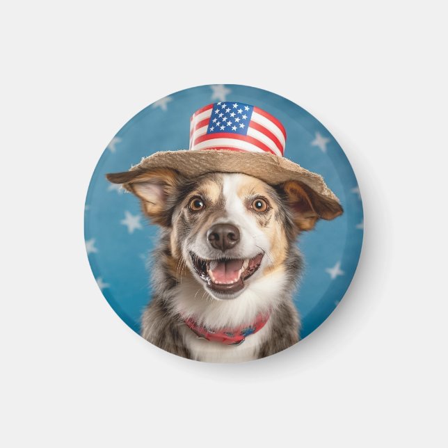 Imán Ciudadano al estilo americano de perro patriótico  (Frente)