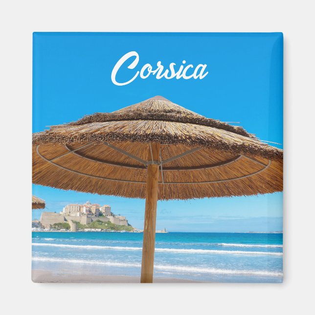 Imán Ciudadela de Corsica Calvi y recuerdo de playa (Frente)