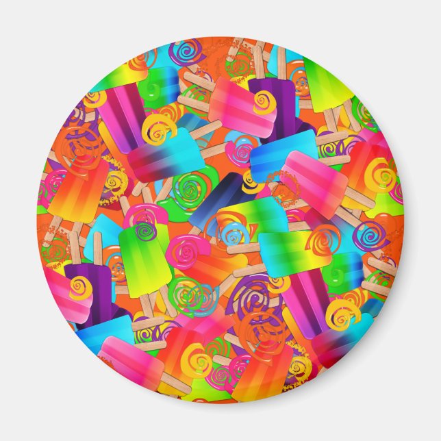 Imán CKC Popsicle Swirls Naranja-ROUND MAGNET (Frente)