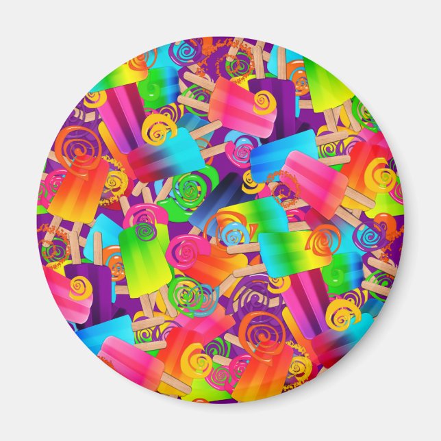 Imán CKC Popsicle Swirls Purple ROUND MAGNET (Frente)