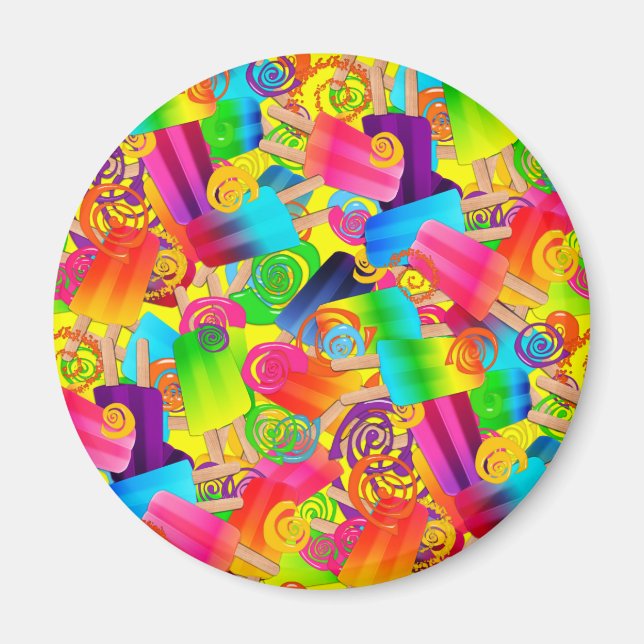 Imán CKC Popsicle Swirls Yellow-ROUND MAGNET (Frente)