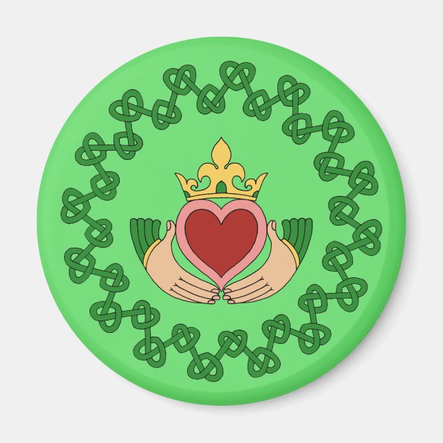 Imán Claddagh y Green Knotwork (Frente)
