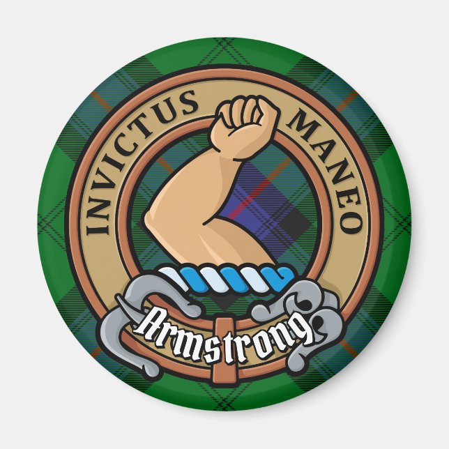 Imán Clan Armstrong Escudo sobre Tartán (Frente)
