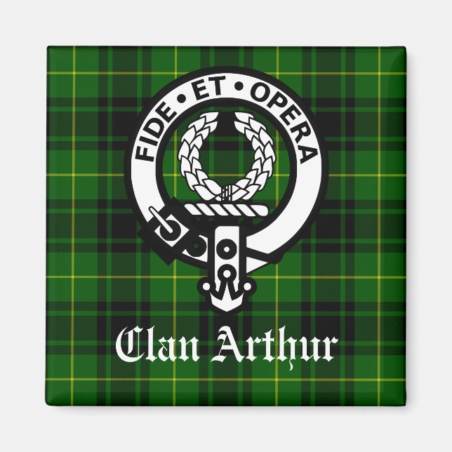 Imán Clan Arthur Escudo Badge & Tartán (Frente)