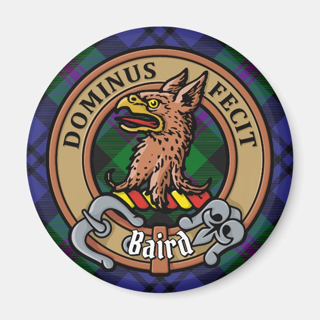 Imán Clan Baird Escudo sobre Tartán (Frente)