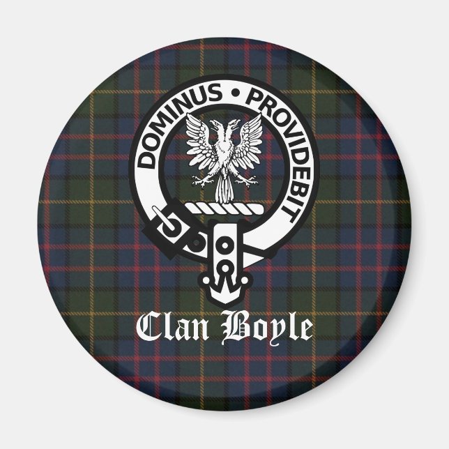 Imán Clan Boyle Escudo y Tartán (Frente)