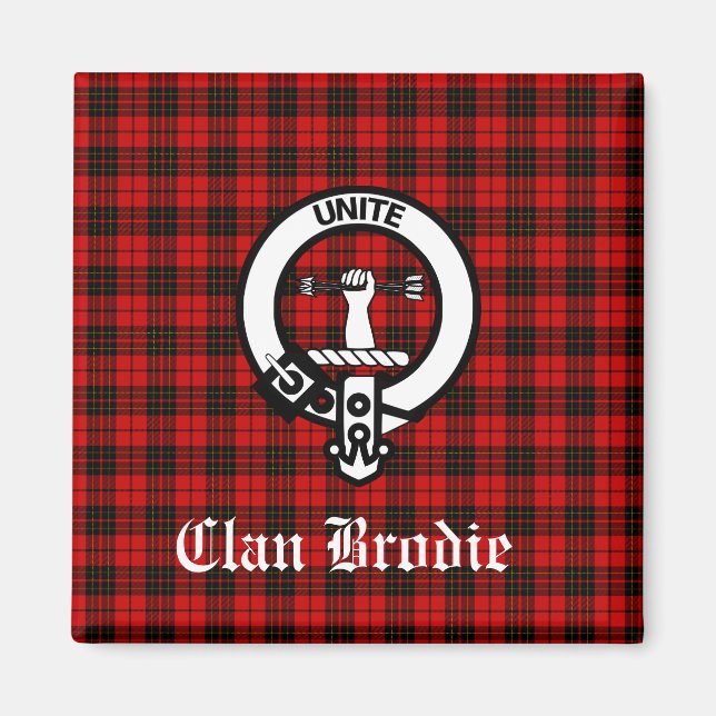 Imán Clan Brodie Escudo Badge y Tartán (Frente)