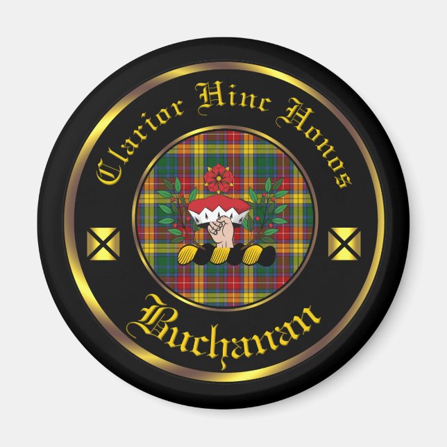 Imán Clan Buchanan y Tartan Magnet (Frente)