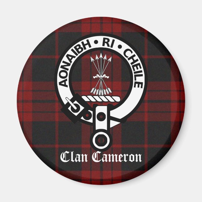 Imán Clan Cameron Escudo y Tartán (Frente)