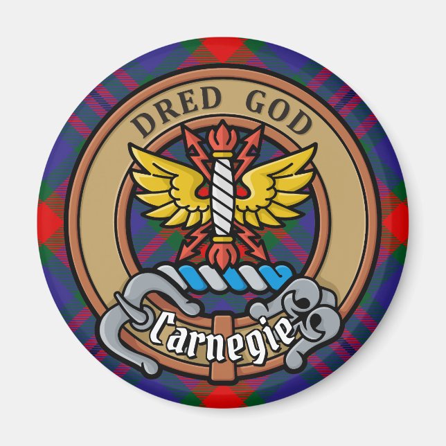 Imán Clan Carnegie Escudo sobre Tartán (Frente)