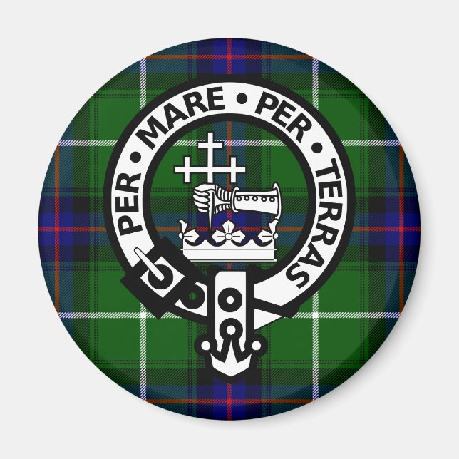 Imán Clan escocés Donald Tartán y Escudo (Frente)