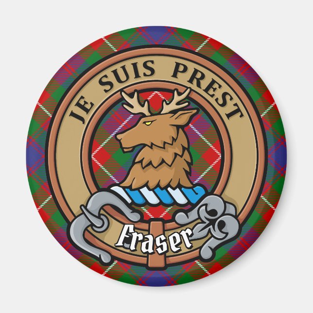 Imán Clan Fraser de Lovat Escudo sobre Tartán (Frente)
