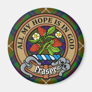 Imán Clan Fraser Escudo sobre la caza de tartán