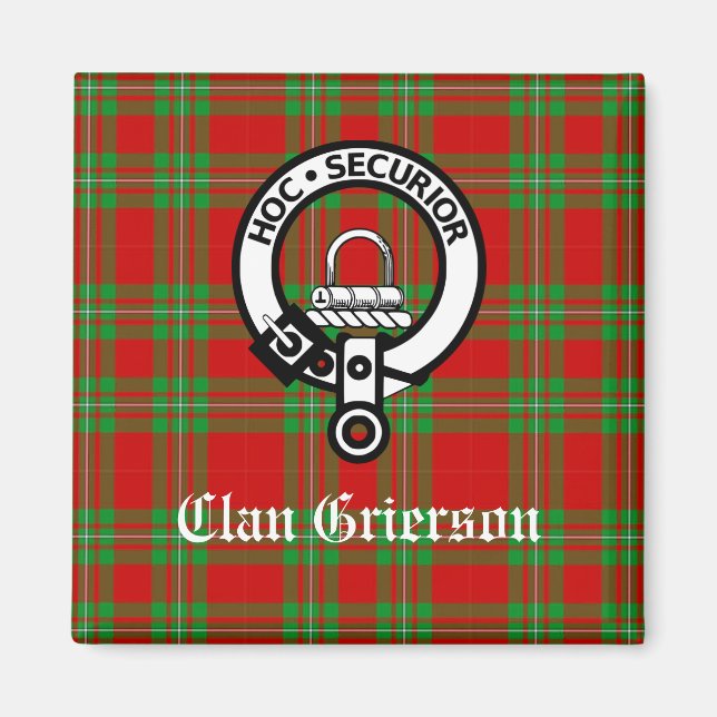 Imán Clan Grierson Escudo Badge & Tartan (Frente)