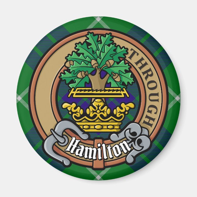 Imán Clan Hamilton Escudo sobre la caza de tartán (Frente)