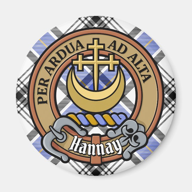 Imán Clan Hannay Escudo sobre Tartán (Frente)
