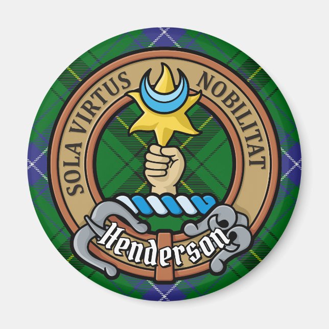 Imán Clan Henderson Escudo sobre Tartán (Frente)