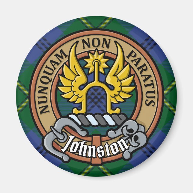 Imán Clan Johnston Escudo sobre Tartán (Frente)