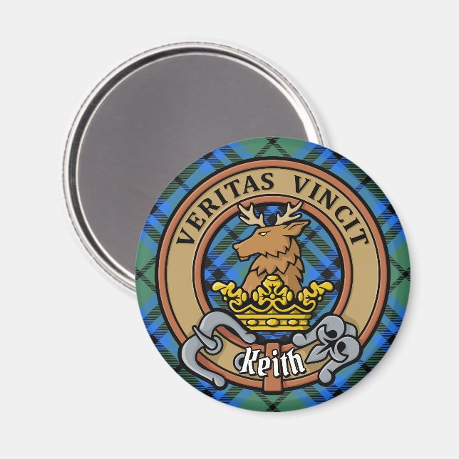 Imán Clan Keith Escudo sobre Tartán (Anverso/Reverso)