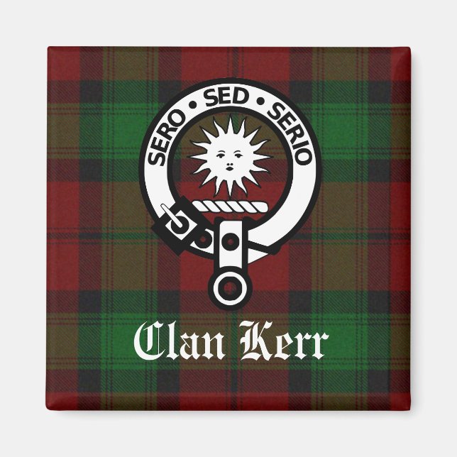 Imán Clan Kerr Tartan y la placa Escudo (Frente)