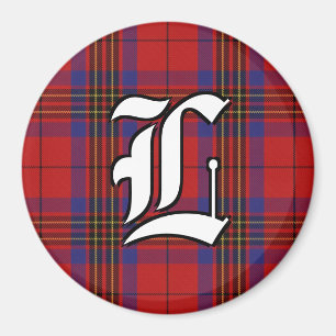 Imán Clan Leslie Red and Blue Tartan Plaid Accents
