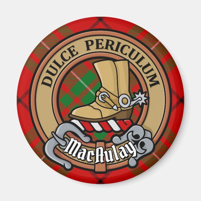 Imán Clan MacAulay Escudo sobre Tartán (Frente)