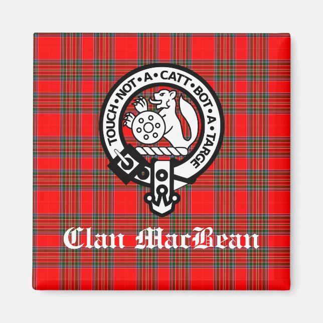 Imán Clan MacBean Escudo Badge & Tartán (Frente)