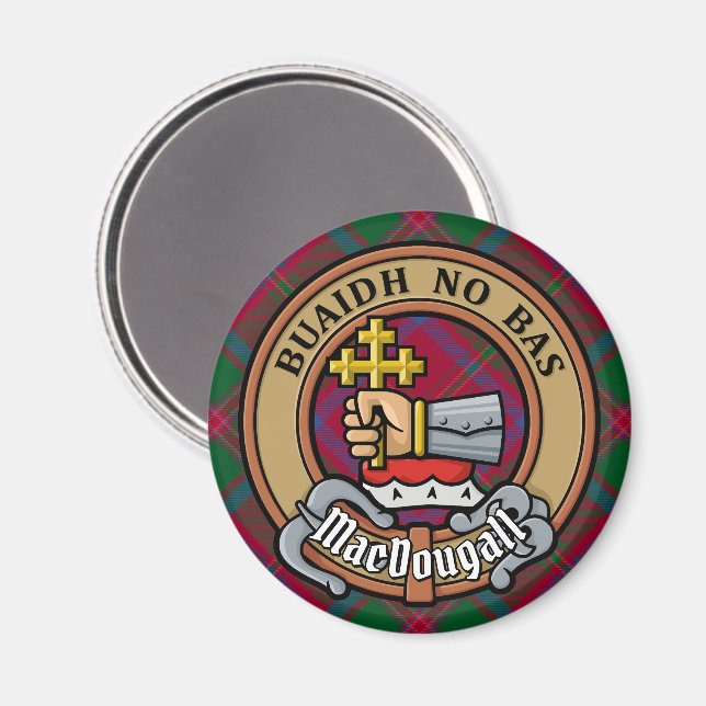 Imán Clan MacDougall Escudo sobre Tartán (Anverso/Reverso)