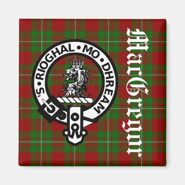 Imán Clan MacGregor Escudo Badge & Tartán (Frente)