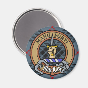 Imán Clan MacKay Escudo sobre Blue Tartán