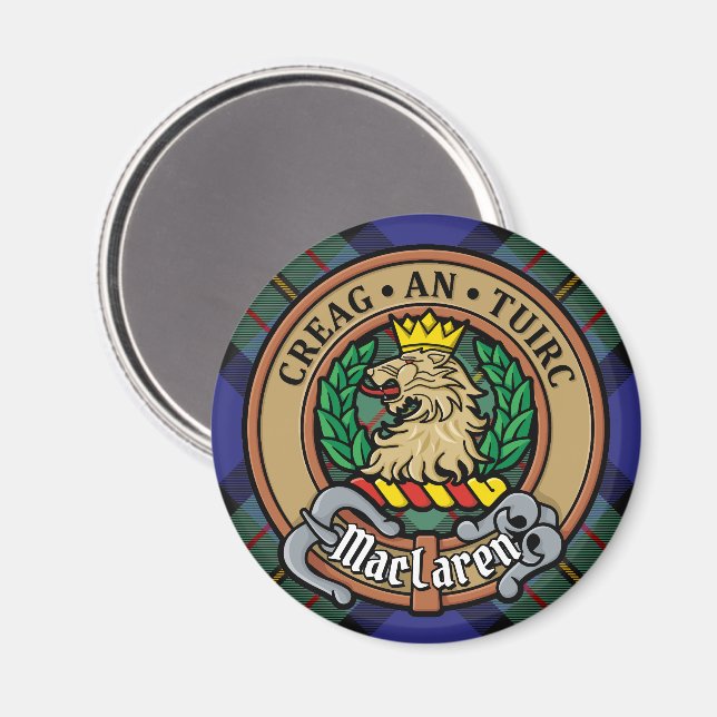 Imán Clan MacLaren Escudo sobre Tartán (Anverso/Reverso)