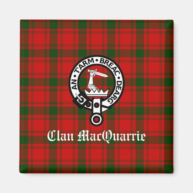 Imán Clan MacQuarrie Tartan y Escudo (Frente)