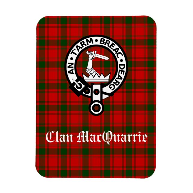 Imán Clan MacQuarrie Tartan y Escudo (Vertical)
