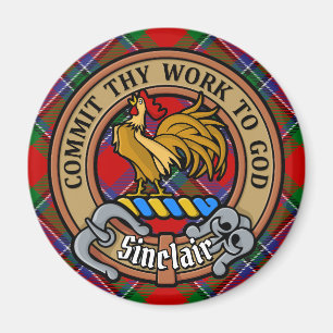 Imán Clan Sinclair Escudo sobre Red Tartán