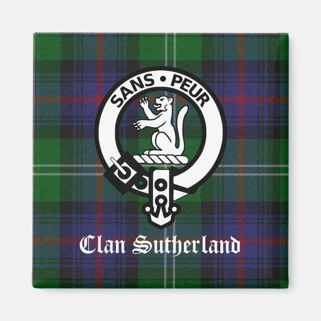 Imán Clan Sutherland Escudo y Tartán (Frente)